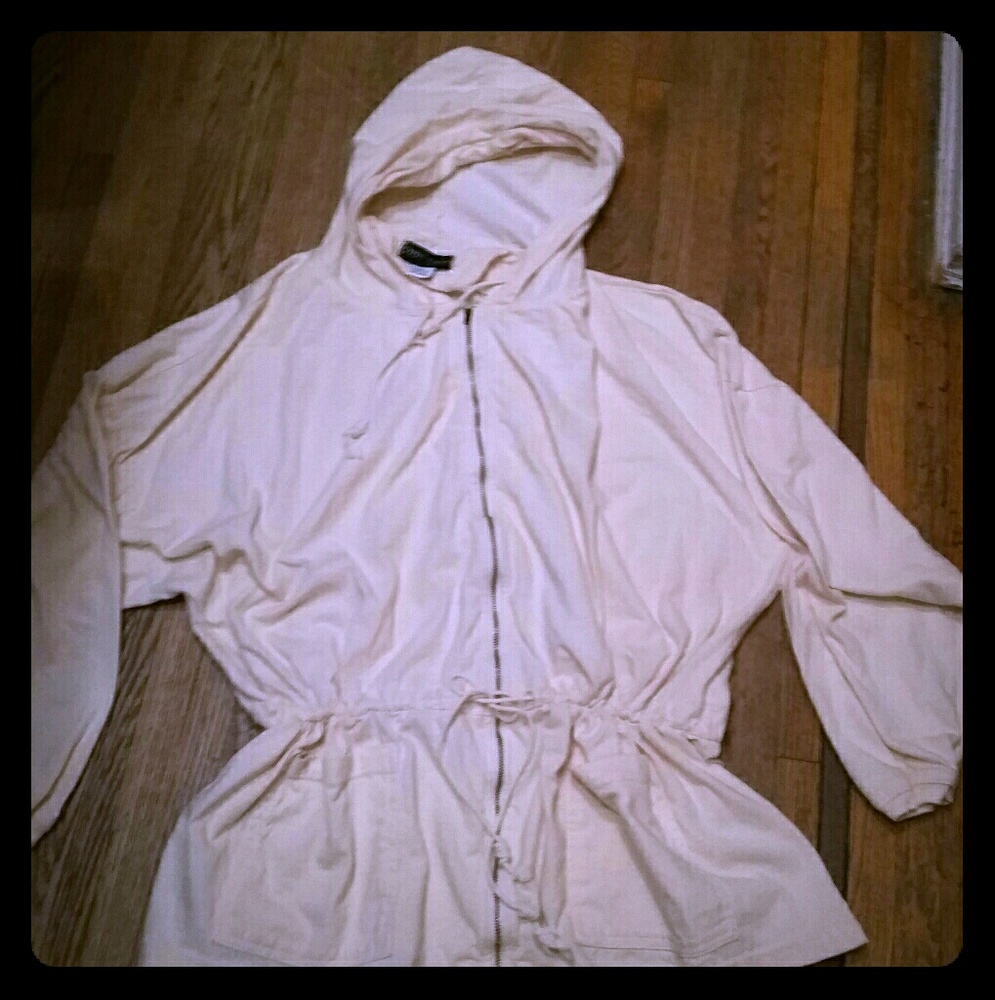 Cream hooded zip up top or jacket